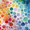 Multicolor spots, circular watercolor abstract panoramic banner, Generative AI