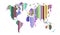 Multicolor stripe world map