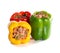 Multicolor stuffed bell pepper filled with ground meat, rice, on