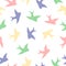 Multicolor swallow birds seamless pattern background, design for wrapping paper, springtime decoration with swallows