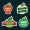 Multicolor vegan, cruelty free, natural and organic products apple stickers in vector