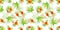 Multicolor Watercolor Seamless pattern branch orange Buttercup Flower on white background. Isolated Flowers element with