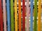 Multicolor wooden fence rainbow painted