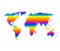 Multicolor world map in gay pride concept