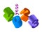 Multicolored 3d alphabet, year 2023, numbers, 3d illustration