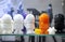Multicolored 3D printed models. Objects printed on 3D printer from plastic