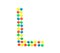 Multicolored alphabet from children`s mosaic letter L