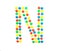 Multicolored alphabet from children`s mosaic letter N
