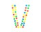 Multicolored alphabet from children`s mosaic letter V