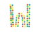 Multicolored alphabet from children`s mosaic letter W