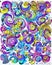 Multicolored Artistic Quirky Whimsical Magical moon, stars, and galaxy swirls doodle