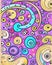 Multicolored Artistic Quirky Whimsical Magical moon, stars, and galaxy swirls doodle