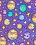 Multicolored Artistic Quirky Whimsical Magical moon, stars, and galaxy swirls doodle