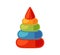 Multicolored baby pyramid with wooden rings. Montessori education logic toy for early childhood development. . Children