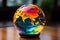 Multicolored ball with the colors of the LGBT community. World globe