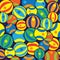 Multicolored balls of seamless pattern