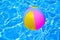 Multicolored Beach ball in swimming pool