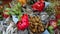 Multicolored bouquets made of dried flowers and ears of cereal crops