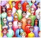 Multicolored bright colorful drawing hand-drawn crowd of a crowd of various people men and women of different nationalities and