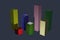 Multicolored business histogram on dark background. Bar graph. Copy space. Financial markets and symbols. Banking concept. Financ