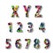 Multicolored Carnival Alphabet with Numbers