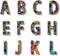 Multicolored Carnival Alphabet with Numbers. illustration.