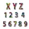 Multicolored Carnival Alphabet with Numbers. illustration.