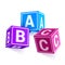 Multicolored children s wooden alphabet blocks realistic vector illustration kids cubes abc letters