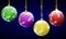 Multicolored christmas balls with snowflake