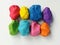 Multicolored clay plasticine abstract shape, arrange different color