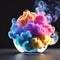 Multicolored clouds of smoke in a glass vase.