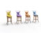 Multicolored coffee shop chairs