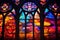 Multicolored Colorful church window. Generate Ai