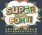 Multicolored comic font, speech bubble. Comics, pop art