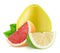 Multicolored composition with different citrus fruits - grapefruit, oroblanco and pomelo isolated on a white background.