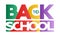 Multicolored composition inscription back to school in the form