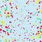 Multicolored Confetti or Round Shape Inkblots Randomly Scattered in Endless Infinite Pattern against Blue Backdrop