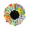 Multicolored daisy, chamomile flower isolated. Sketch for your design