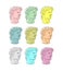 Multicolored David head sculpture of Michelangelo set. Renaissance statue. ART vector illustration