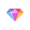 Multicolored diamond flat icon. Colorful gemstone illustration