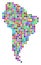 Multicolored Dot South America Map