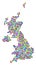 Multicolored Dot United Kingdom Map
