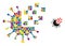 Multicolored Dotted Virus Synthesis Icon Random Collage