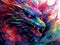 Multicolored Dragon watercolor paint splatter illustration. Mythological creatures. Fantastic monster. Mythological creatures.