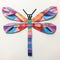 Multicolored dragonfly made of paper on a white background. AI Generated Generative AI