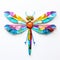 Multicolored dragonfly made of paper on a white background. AI Generated Generative AI