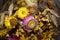 multicolored dried flowers in a bouquet