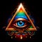 Multicolored eye of Providence. All Seeing Eye Of God. AI generative