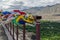 Multicolored flags in Spituk Monastery,Jammu Kashmir.