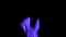 Multicolored flame in front of black background